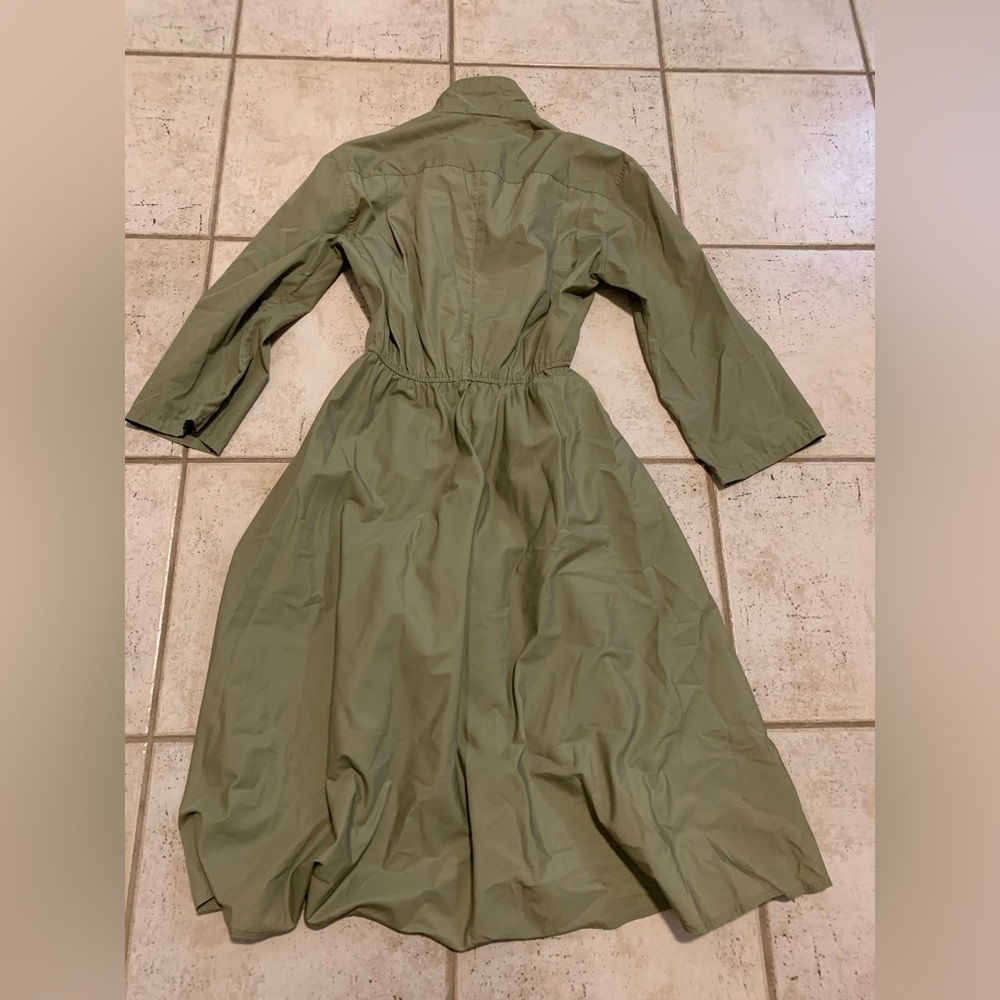 Vtg RAOUL Safari Utility Shirt Dress with Belt - Olive Green - Maxi- Soze 14 - Picture 2 of 8